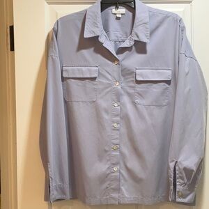 J Jill Shirred Back Button Front 2 Pocket Blouse